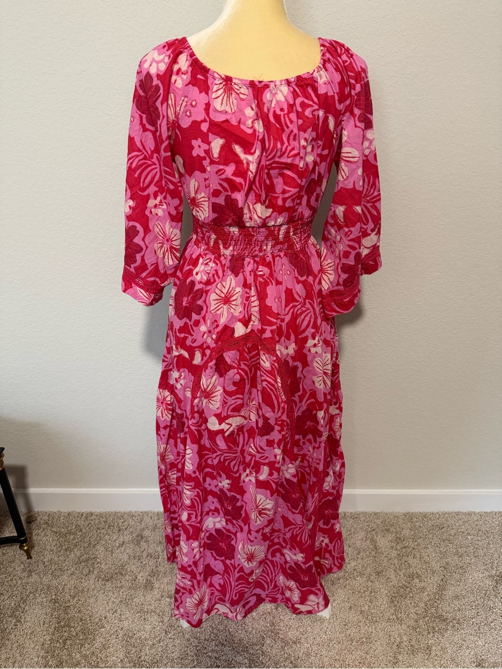 Free People Hot Pink & Light Pink Floral Maxi Dress NWOT size XS - Picture 12 of 14